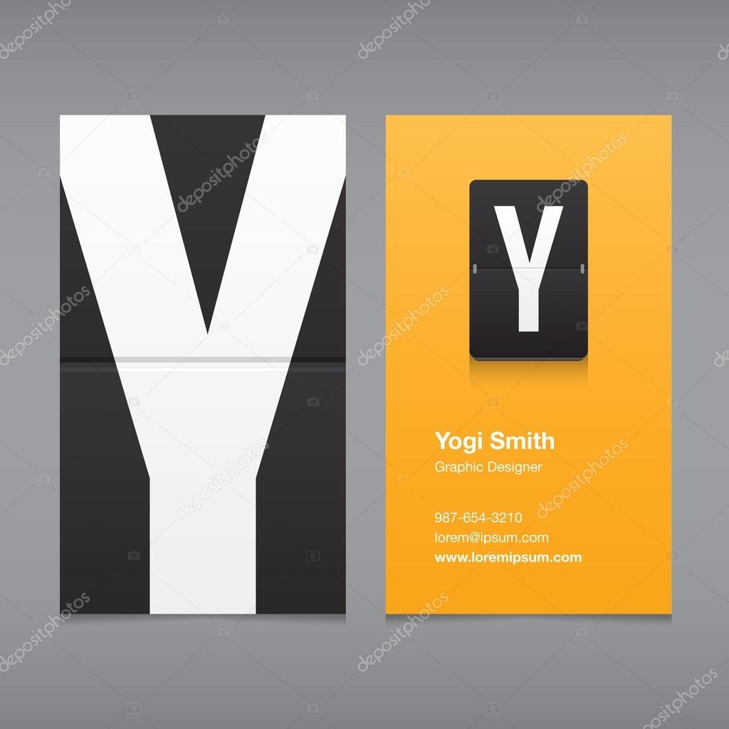 Business card with a letter logo, alphabet letter Y
