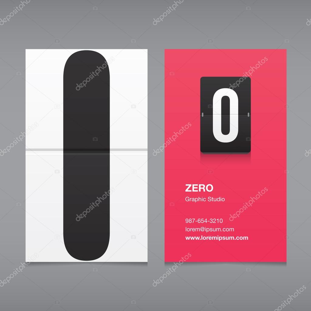 Business card with a number logo, numeral zero