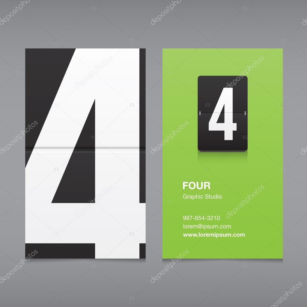 Business card with a number logo, numeral four