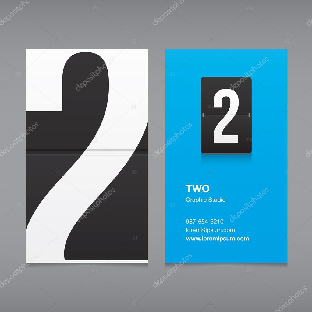 Business card with a number logo, numeral two