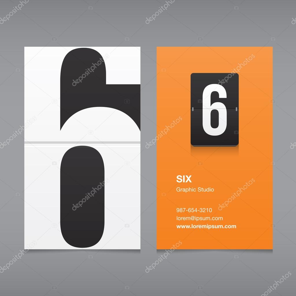 Business card with a number logo, numeral six