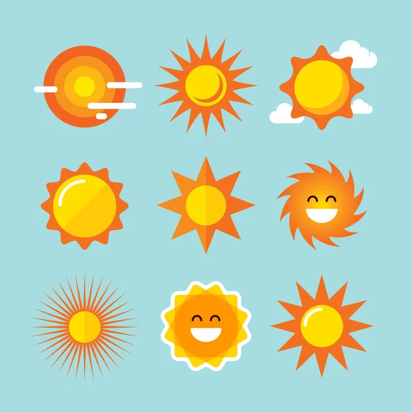 Icônes du soleil couchées. Illustrations vectorielles . — Image vectorielle