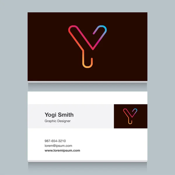 Letra del alfabeto del logotipo "Y", con plantilla de tarjeta de visita . — Vector de stock