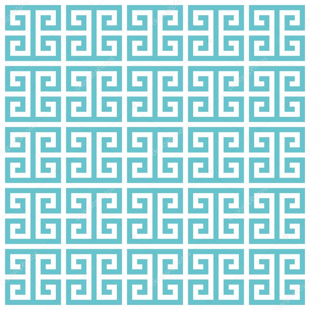 Greek key pattern background. Vector background blue green