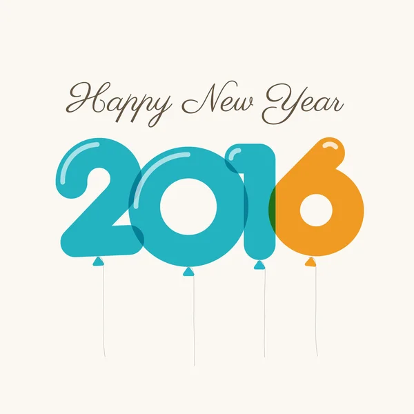 Feliz año nuevo 2016 tarjeta, globos fuente — Archivo Imágenes Vectoriales