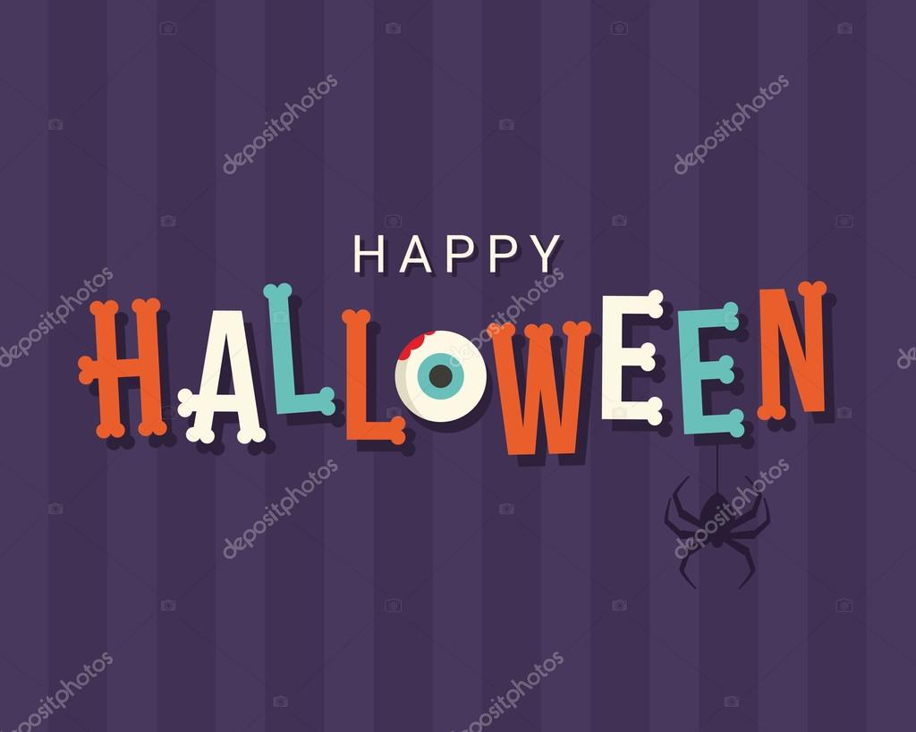 Halloween card, halloween logo title, bones font, editable vector design