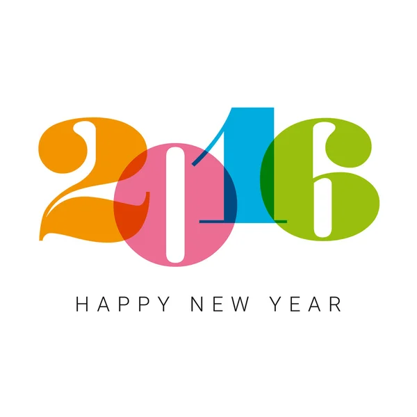 Gott nytt år 2016 kort, nummer teckensnitt — Stock vektor