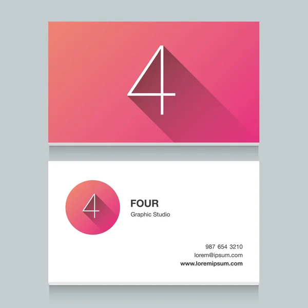 Logo number "4", with business card template. — Stock Vector