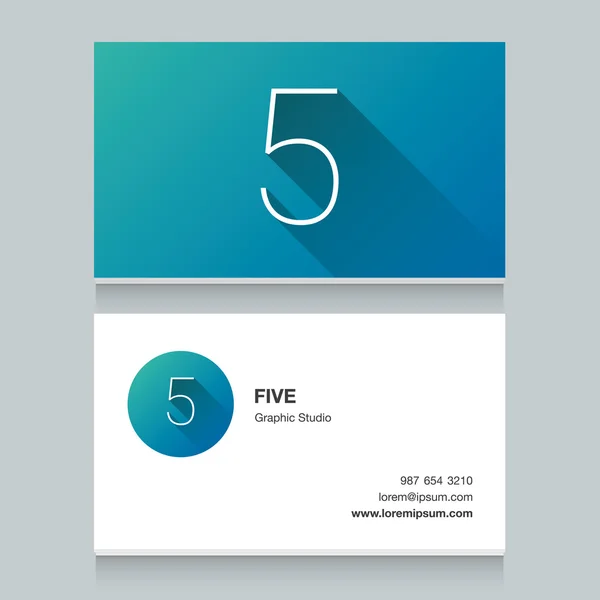 Logo number "5", with business card template. — Stock Vector