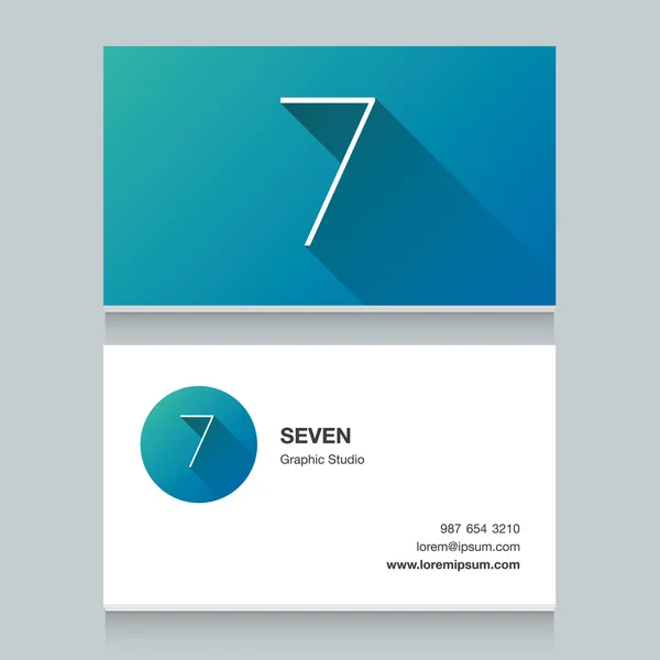 Logo number "7", with business card template. — Stock Vector