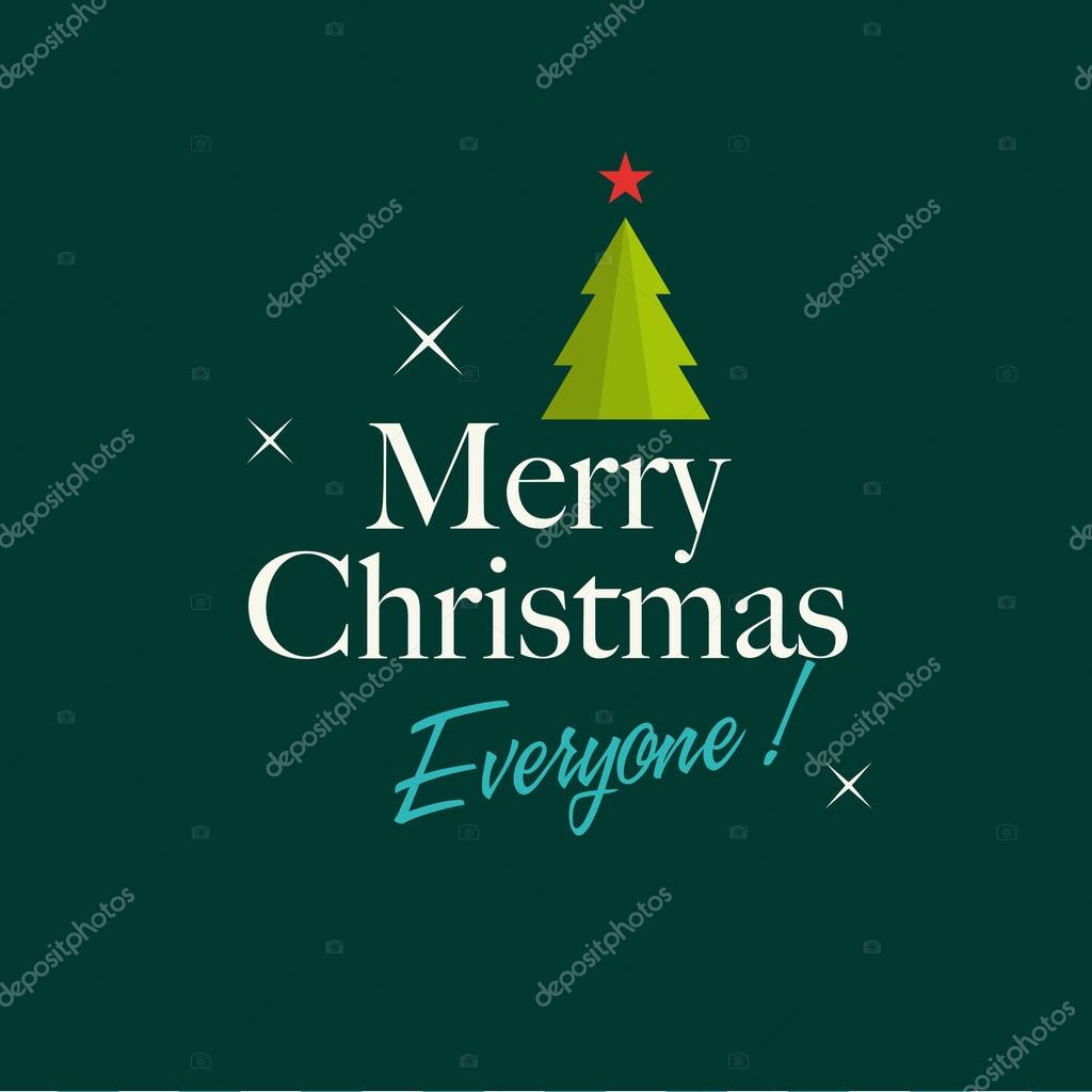 Christmas card with christmas tree, stars, and logo title. Editable vector design.