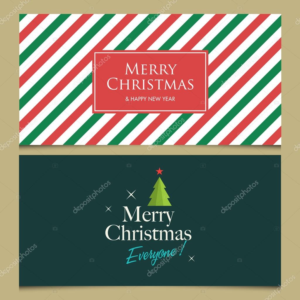 Christmas cards with christmas tree, stars, logo title and christmas pattern background. Editable vector design.
