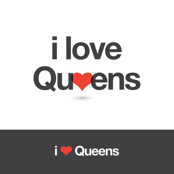 Ik hou van Queens. Borough van New York city. — Stockvector