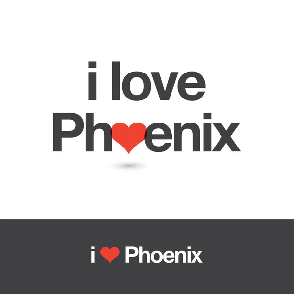 Uwielbiam Phoenix. Miasta w Stany Zjednoczone Ameryki. — Wektor stockowy