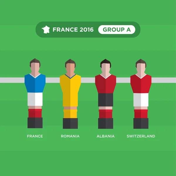 Jugadores de Fútbol de Mesa, Francia 2016, grupo A . — Vector de stock