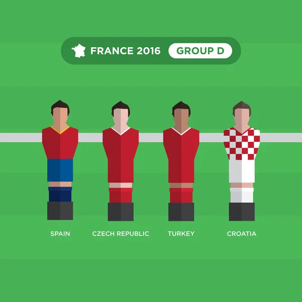 Jogadores de futebol de mesa, França 2016, grupo D . —  Vetores de Stock