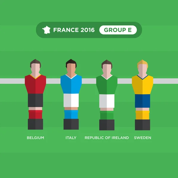 Jogadores de futebol de mesa, França 2016, grupo E . —  Vetores de Stock