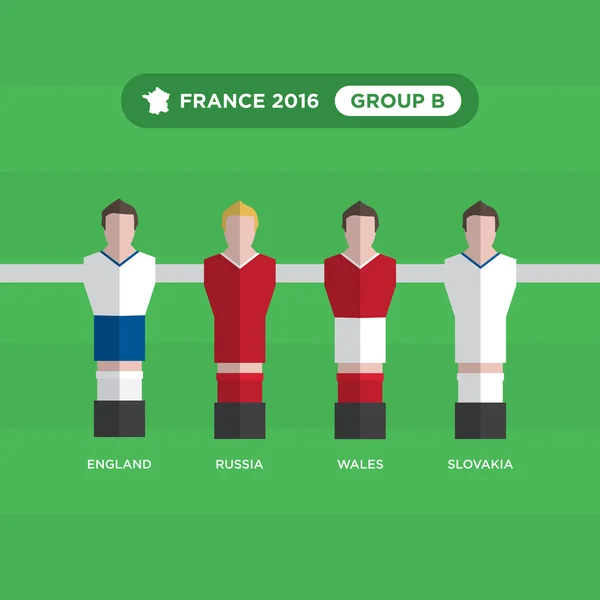 Joueurs de baby-foot, France 2016, groupe B . — Image vectorielle