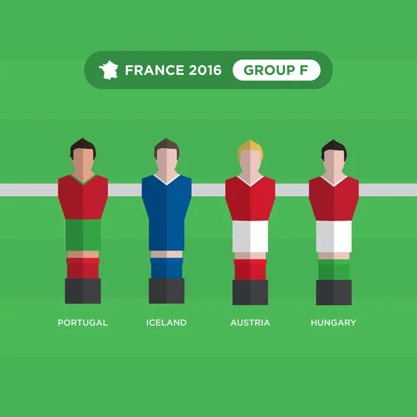 Calcio balilla, Francia 2016, gruppo F . — Vettoriale Stock