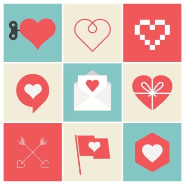 Heart Icons set, Sevgililer günü ve düğün için ideal.