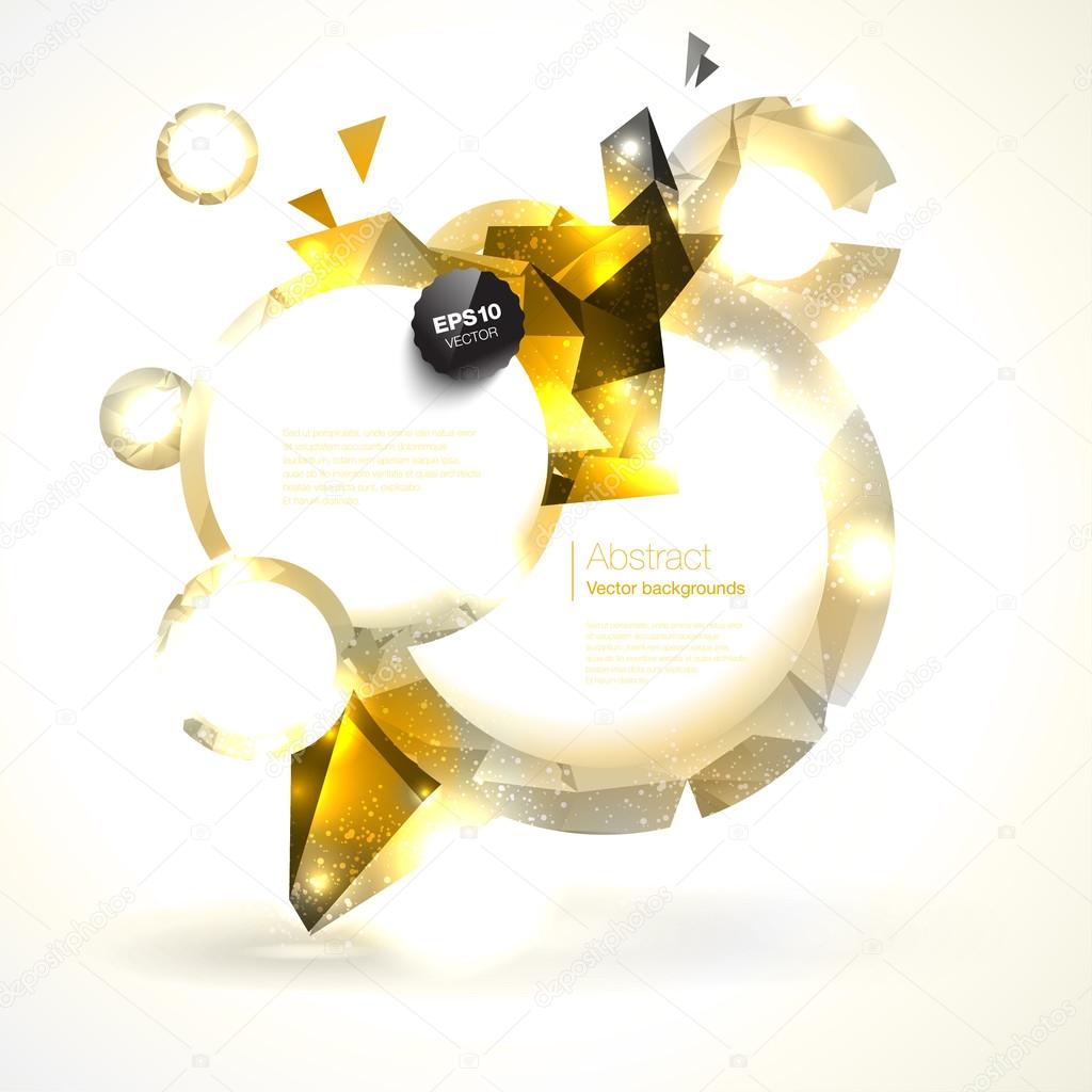 Gold frames and polygonal elements.