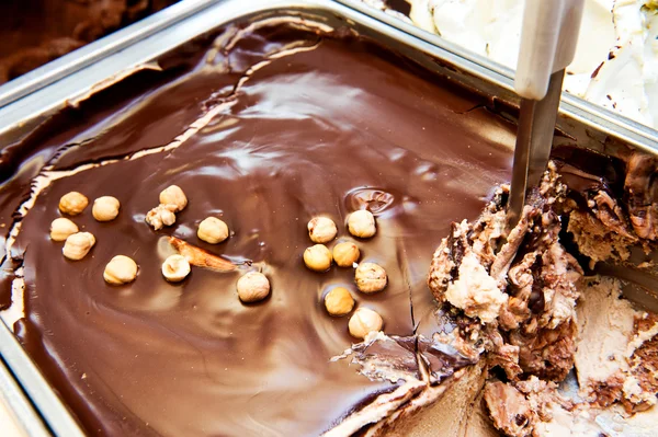 Tub of delicious Italian chocolate nut ice cream