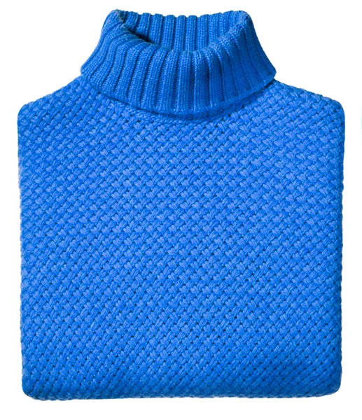 Neatly folded colorful blue knitted sweater — Stock Photo, Image