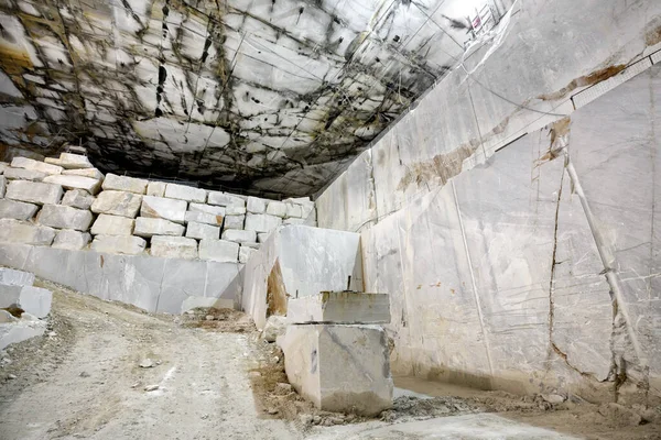 Panoramablick Auf Die Felswand Und Geschliffene Marmorblöcke Einem Tagebau Oder — Stockfoto