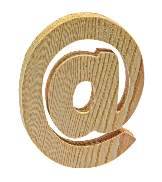 Wooden At Symbol on White Background — Stock Photo, Image