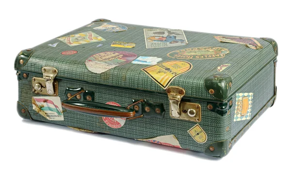 Well travelled old vintage suitcase — Stock Photo, Image