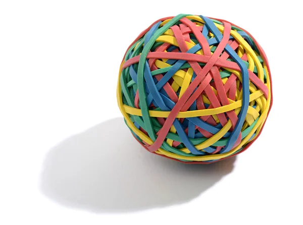 Kleurrijke bal samengesteld uit rubber bands — Stockfoto