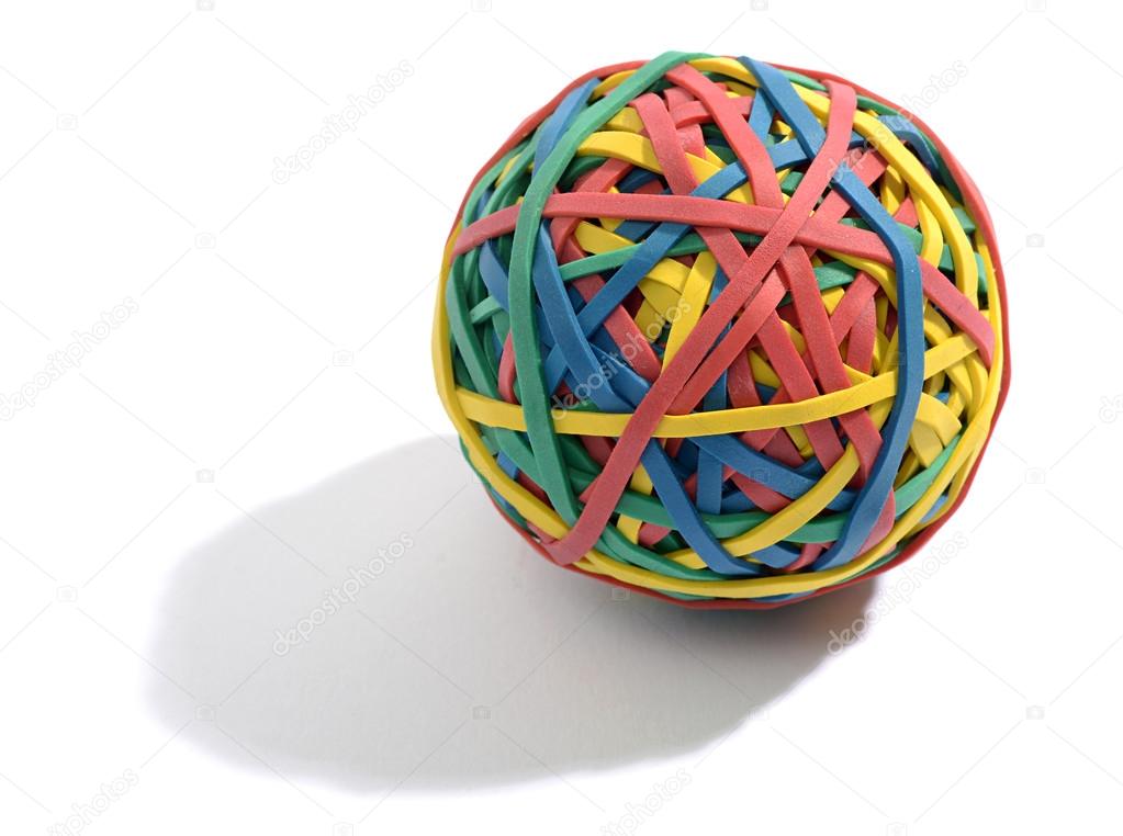 Colorful ball composed of rubber bands