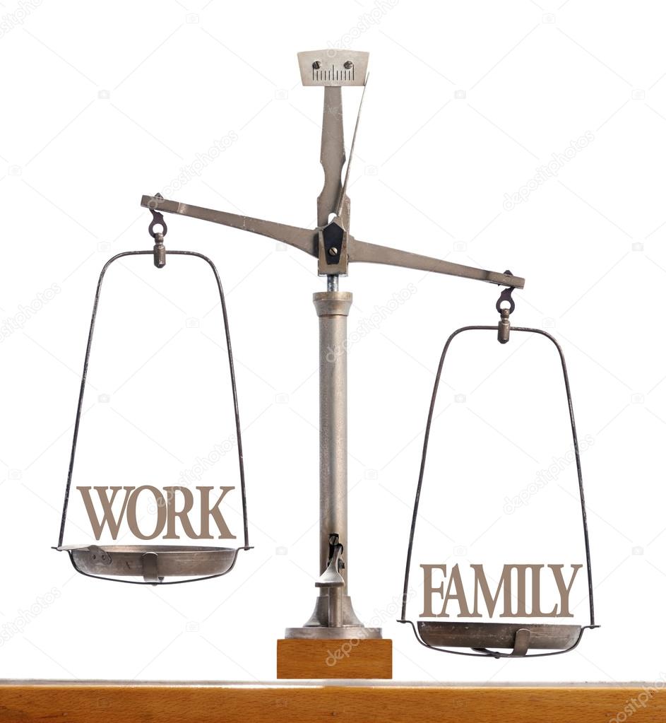 Scale showing the balance of work and family