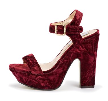 Velvet textured burgundy red high heel shoe clipart