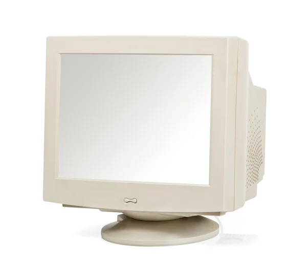 Monitor komputer vintage diisolasi pada warna putih — Stok Foto