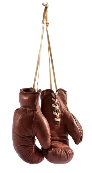 Pair of vintage brown leather boxing gloves — Stock Photo, Image