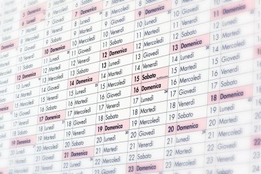 İtalyan tarzı takvim makro çekim