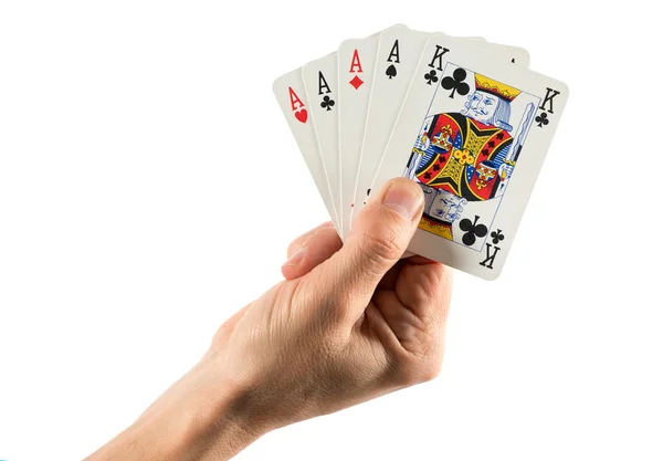 Hand Holding Cards in Four of a Kind Combination — Stock Photo, Image