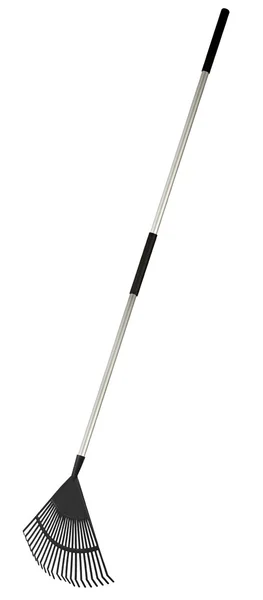 Garden rake with aluminum handle — Stock Photo, Image