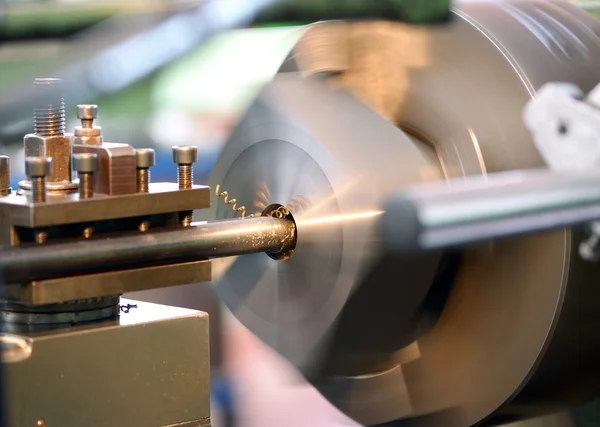 Close Up of Lathe in Operation — Stock Photo, Image