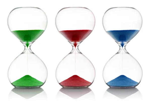 Renkli kum hourglasses ile çalışan