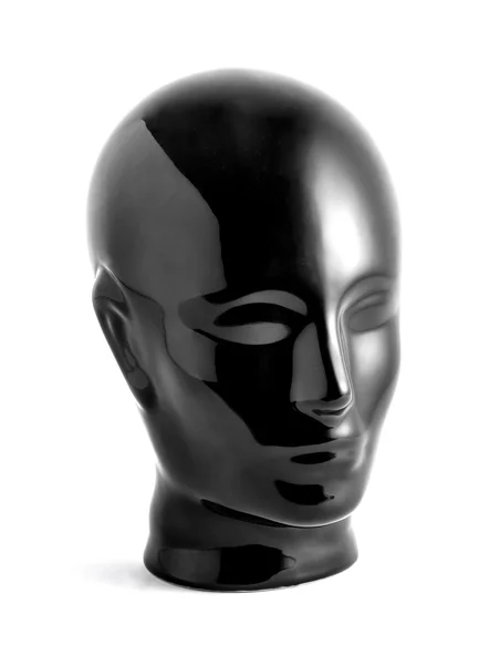 Glanzend zwart Mannequin hoofd op witte achtergrond — Stockfoto