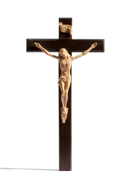 Crocifisso Cristo sopra una croce bianca — Foto Stock