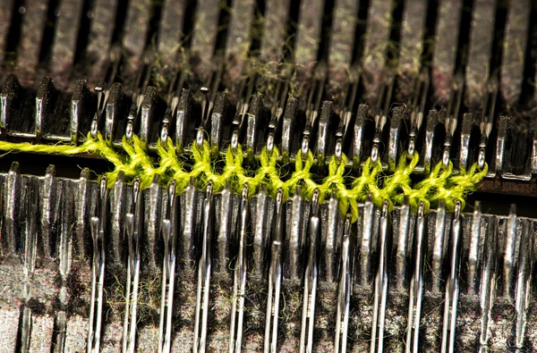 Cotton thread on knitting machine — Stock Photo, Image