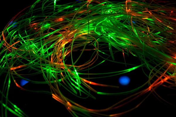 Lumières de fibre optique verte et rouge — Photo