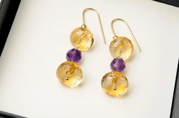 Handmade earrings with crystal beads — Stock Photo, Image