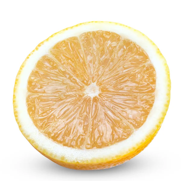 Die Hälfte der Zitronenfrucht isoliert auf weiß — Stockfoto
