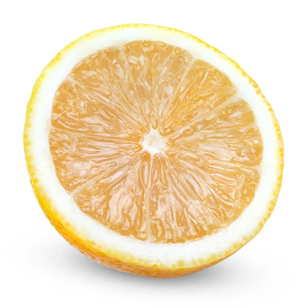 Die Hälfte der Zitronenfrucht isoliert auf weiß — Stockfoto