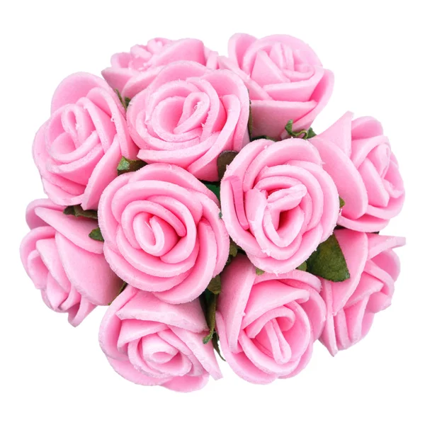 Bukiet z różowy kwiat na białym tle, piękny wystrój, widok z góry — Zdjęcie stockowe