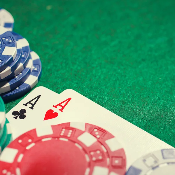 Poker iki aslar, metin için yer — Stok fotoğraf